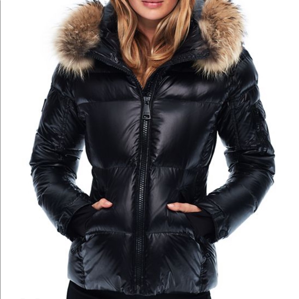 SAM. Blake fur-trim short down coat